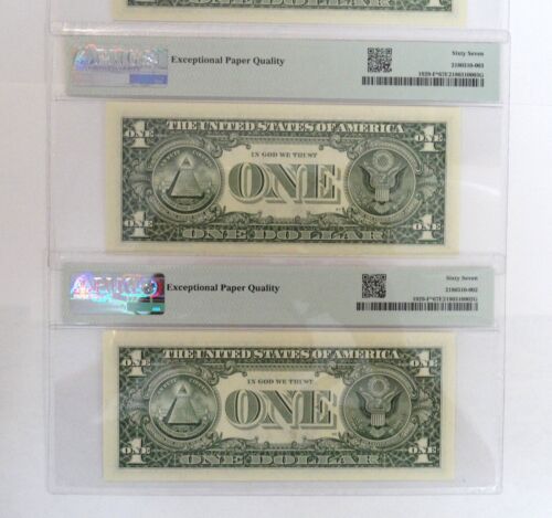 4 banconote di ricambio sequenziali 2003 STAR $1 banconote $1 dollari PMG 67EPQ ATLANTA - Foto 5 di 6