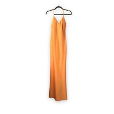 Nasty Gal Strappy Back Split Hem Satin Maxi Dress Orange NWT Size 6