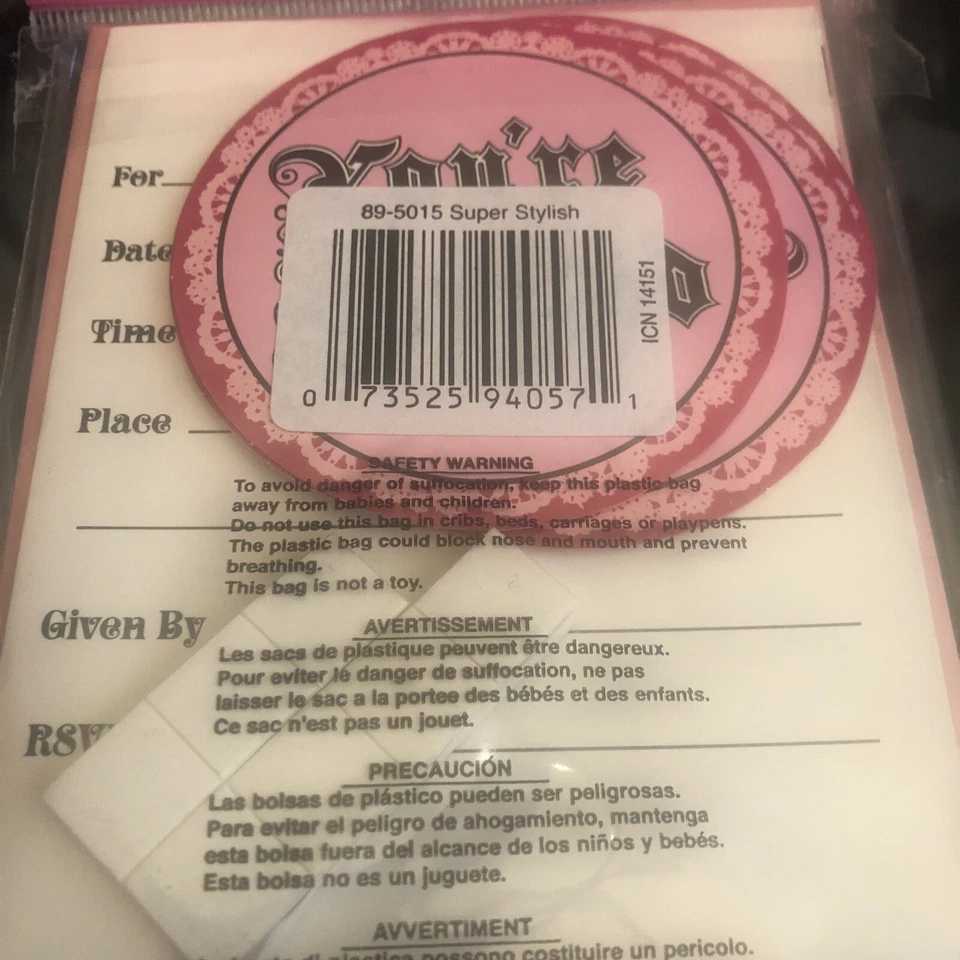 Super Stylish Invitations w/Attachment 8 Pack Birthday Party Invites - Image 2 of 3