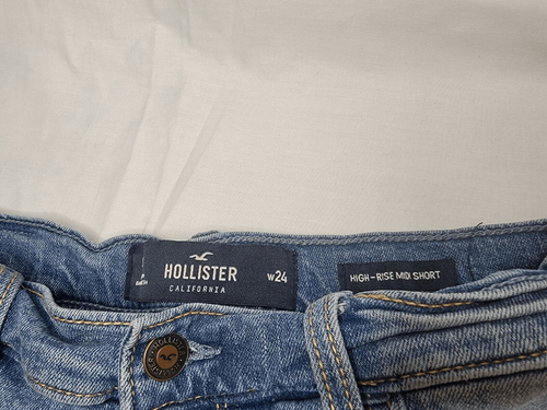 HOLLISTER High-Rise Midi Shorts Cuffed Jean Shorts w/Embroidery Floral Sz 0/24 - Picture 4 of 6