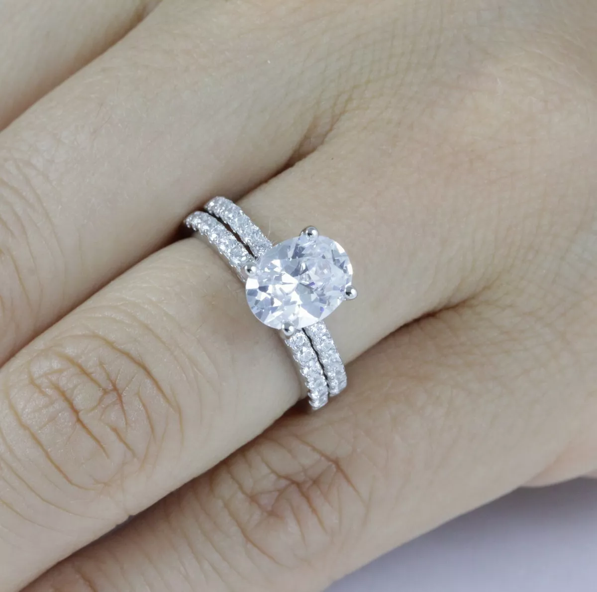 Oval cz wedding set sale
