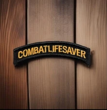 1" x 3 1/4" Gold Yellow Black Combat Lifesaver Tab Sew On Patch