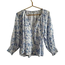 Rails Mariah Oversized Top in Blue Blossoms Floral Print Women's Size Large
