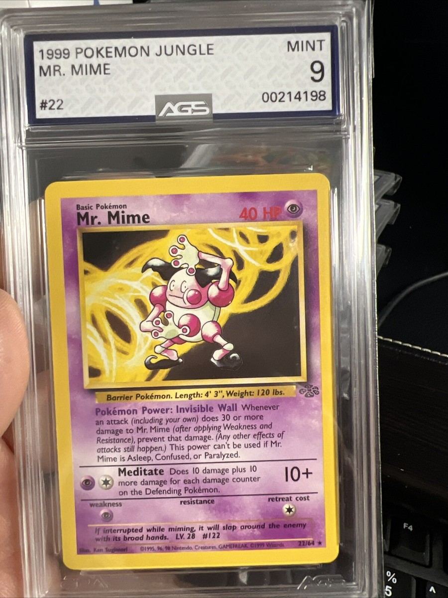 Vintage 1999 MR. MIME POKEMON JUNGLE NON HOLO #22/64 Graded AGS 9
