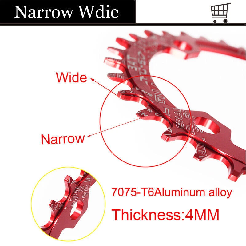 30-52T передняя звездочка велосипеда 104BCD цепное колесо узкий широкий крой Shimano/SRAM рукоятки США - Изображение 4 из 4