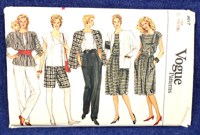 Vintage 80s Vogue Pattern 8617 Jacket Skirt Pant Shorts Top Wardrobe 14-18 Uncut