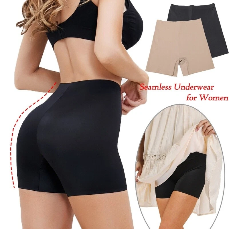 Lady Seamless Ice Silk Boxer Invisible Shorts Under Dress Underwear Safety  Panty