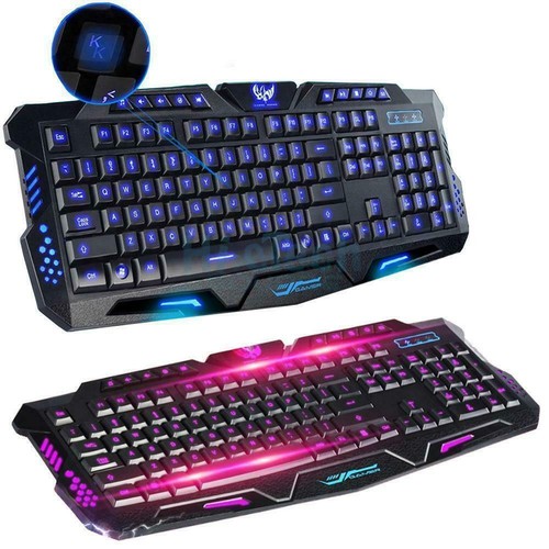 3 Color LED Backlight Keyboard Wired USB Illuminated Cool Ergonomic PC ...