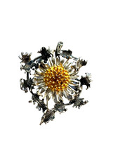Anhänger Brosche Silberdistel 835 Silber teilvergoldet Meisterpunze HB
