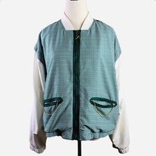 Vtg Tail Golf Track Suit Womens Medium Green White Houndstooth Jacket Read