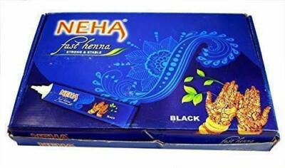 Neha Natural Henna Mehandi Temporary Tattoo Set of 10 Black Tubes + Mehandi Book