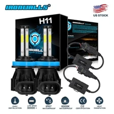 4-sides H11 H8 H9 LED Headlight Bulbs Low Beam Kit + Canbus Decoder Error Free