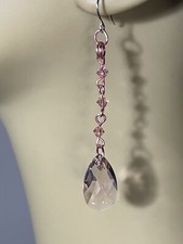 Swarovski rosa lacrime gocce nuove con ganci in argento sterling rosa NUOVI saldi