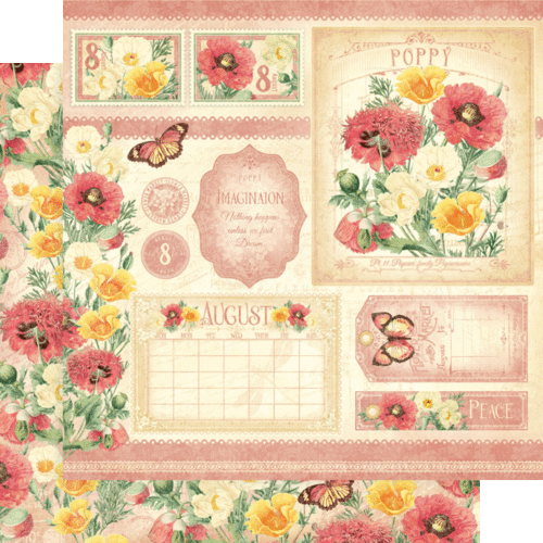 GRAPHIC 45 "FLOWER MARKET" 12X12 PAPER PACK CALENDAR FLORA RETIRED SCRAPJACK'S - Picture 9 of 12