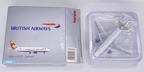 Herpa 501781 British Airways Airbus A320 Denmark - 1:500 Diecast Model NOB - Picture 7 of 10