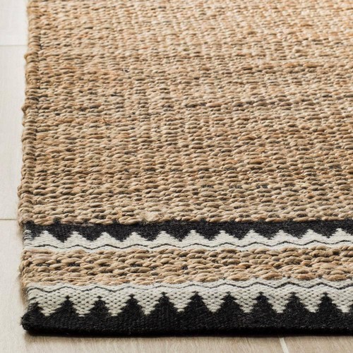 SAFAVIEH Woven Border Runner Rug 2ft.x22ft. Indoor Natural Fiber in Beige/Black - Bild 4 von 4