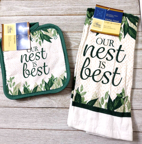 "Our Nest is Best" Home Collection 3 Pc. Pot Holder/Towel Set