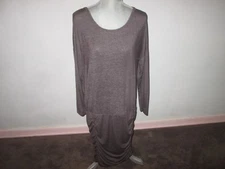 ATHLETA Brown Heather Long Sleeve Tulip Dress w/ Ruched Sides #138092 Size L