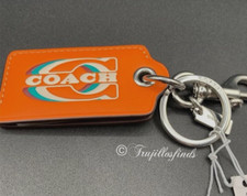 COACH LEATHER ORANGE BOTTLE OPENER KEY FOB RING "COACH" STAMPED CJ743 New