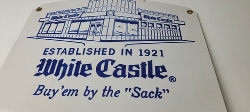 Vintage White Castle Sign - Fast Food Burgers Porcelain Advertising Gas Sign - Picture 12 of 15