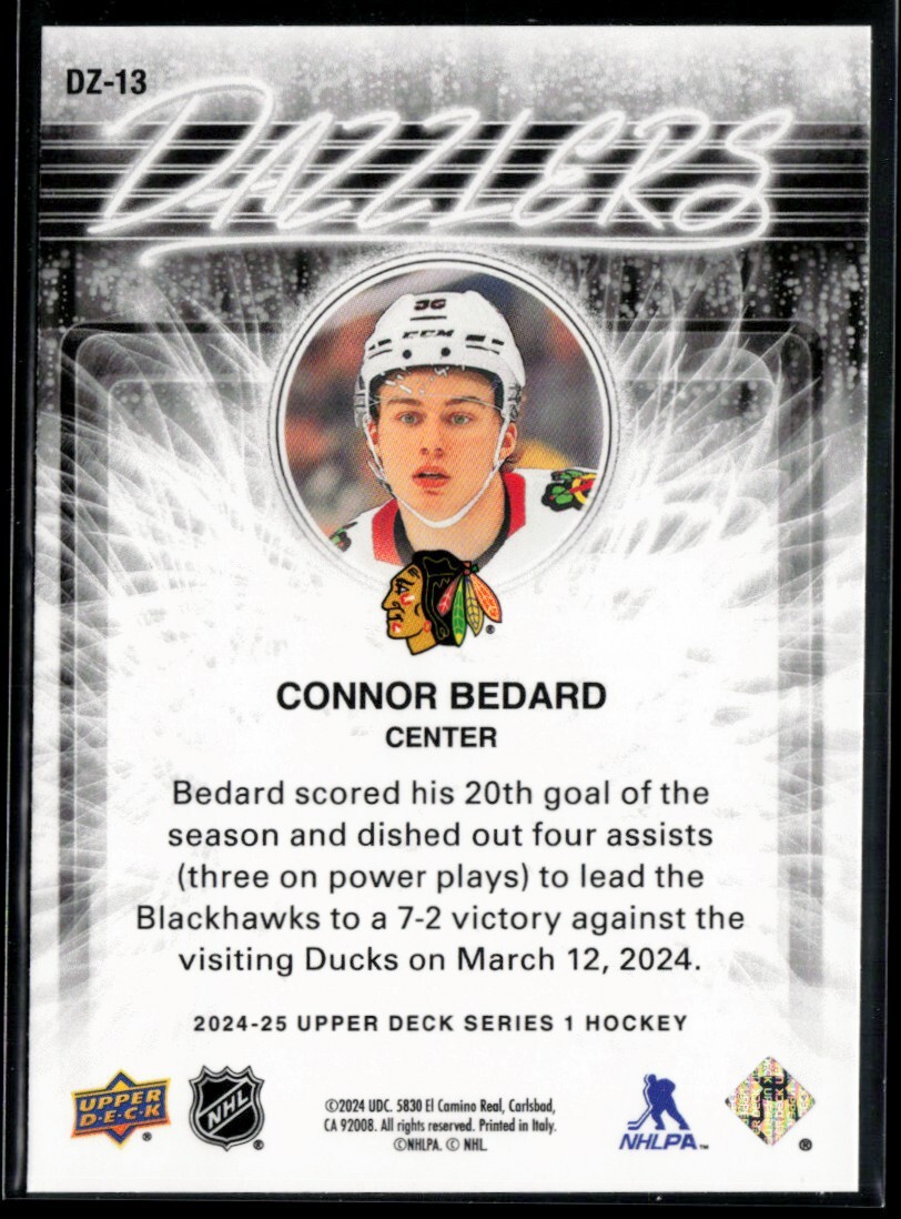 2024-25 Upper Deck Dazzlers Orange #DZ-13 Connor Bedard | eBay