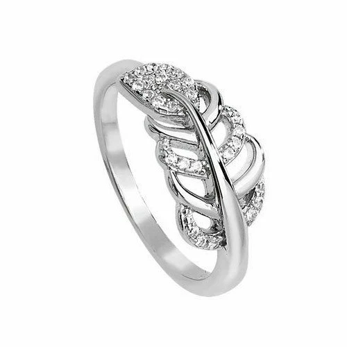 Sterling Silver Leaf Ring Anniversary Gemstone 925 Hallmarked Size L - Q - Image 2 of 2