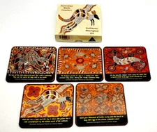 Australian Aboriginal Coasters Set of 5 Authentic Tribal Art by Kristy Naden