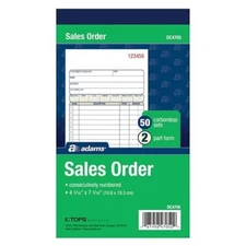 Adams Business Forms Sales Order Book 2-Part Carbonless 50 Sets 4-3/16"x7-3/16"