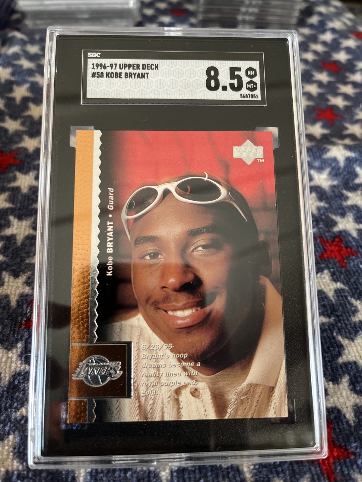 1996-97 Upper Deck Kobe Bryant #58 RC Rookie Card SGC 8.5 Los Angeles Lakers HOF