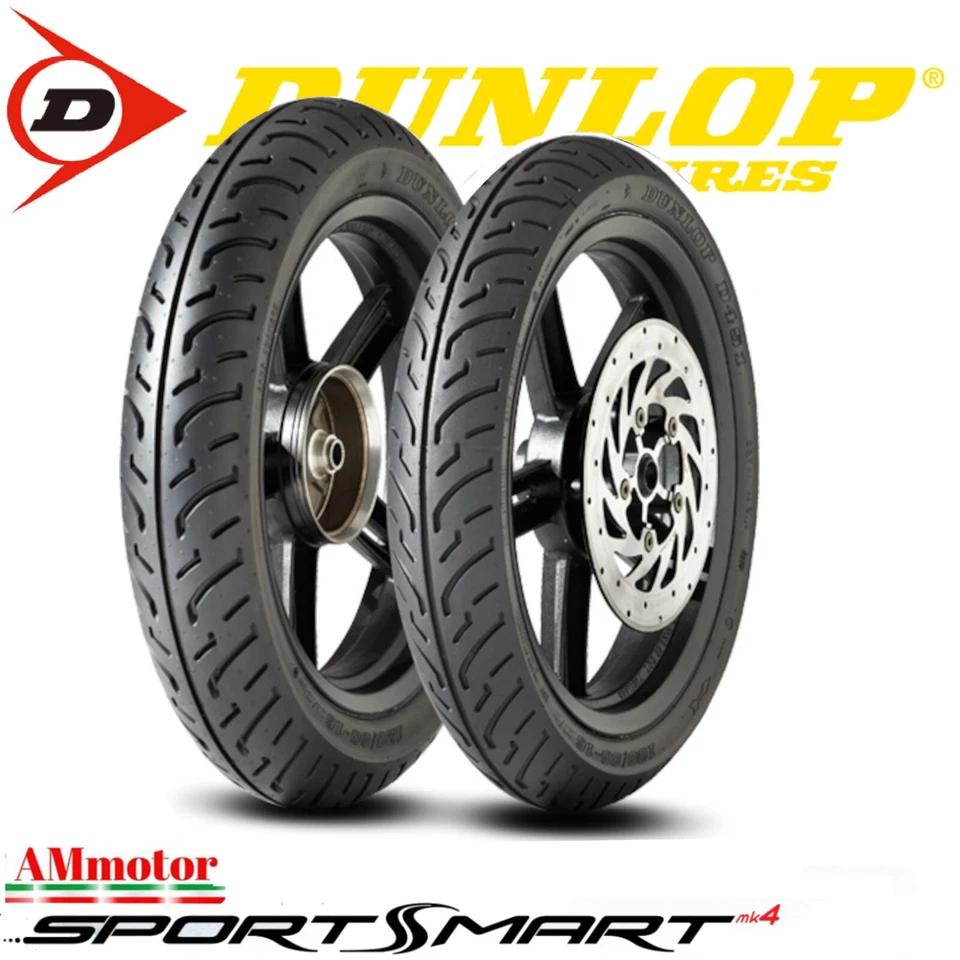 Dunlop D451 120 80 16 + 100 80 16 Coppia Gomme Pneumatici Scooter SH 125 150