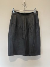 Stephan Dattner Vintage Black Leather Pencil Skirt Size 10 High Waisted EUC