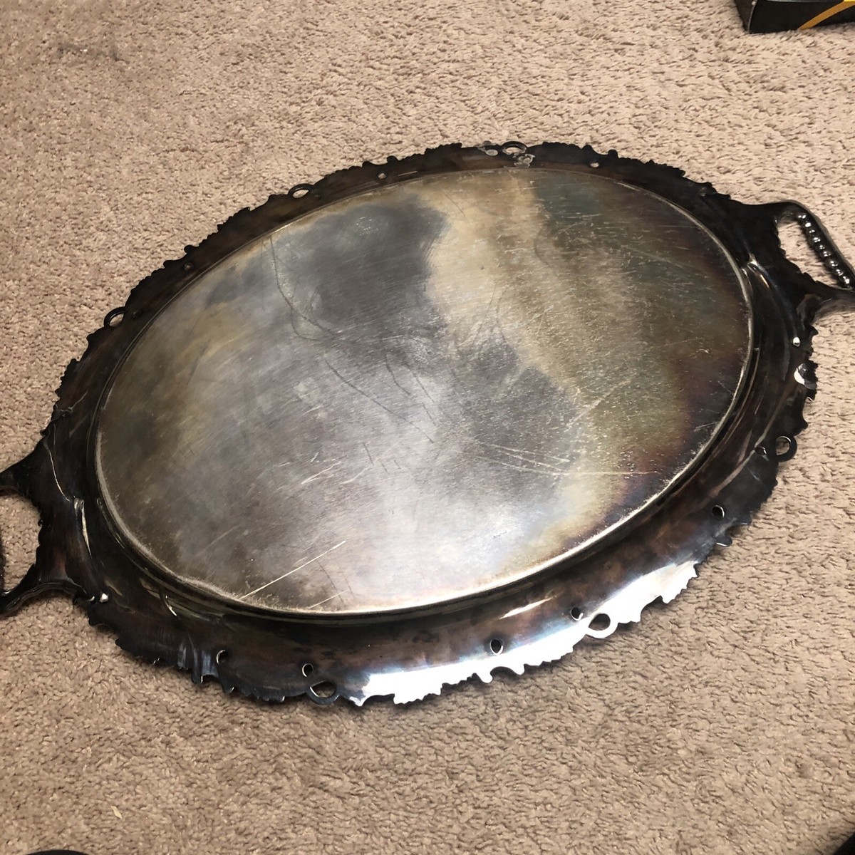 【Gorham】ギャラリートレー【シルバープレート】67cm 特大型 Gorham】ギャラリートレー【シルバープレート】67cm 特大型