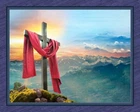 It Is Finished Religious Cross Red Sash Redemption 36x44 Cotton Fabric Panel
