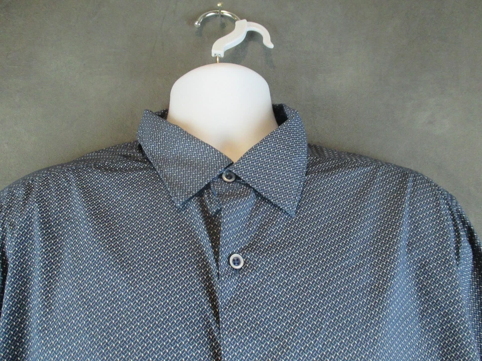 Robert Graham Shirt Mens 2XL Blue Classic Fit Flip Cuff Casual Career Stretch - Image 2 of 4