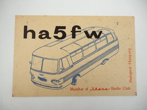 Radio Card Member of Ikarus Bus Radio Club Budapest Hungary approx. 1962