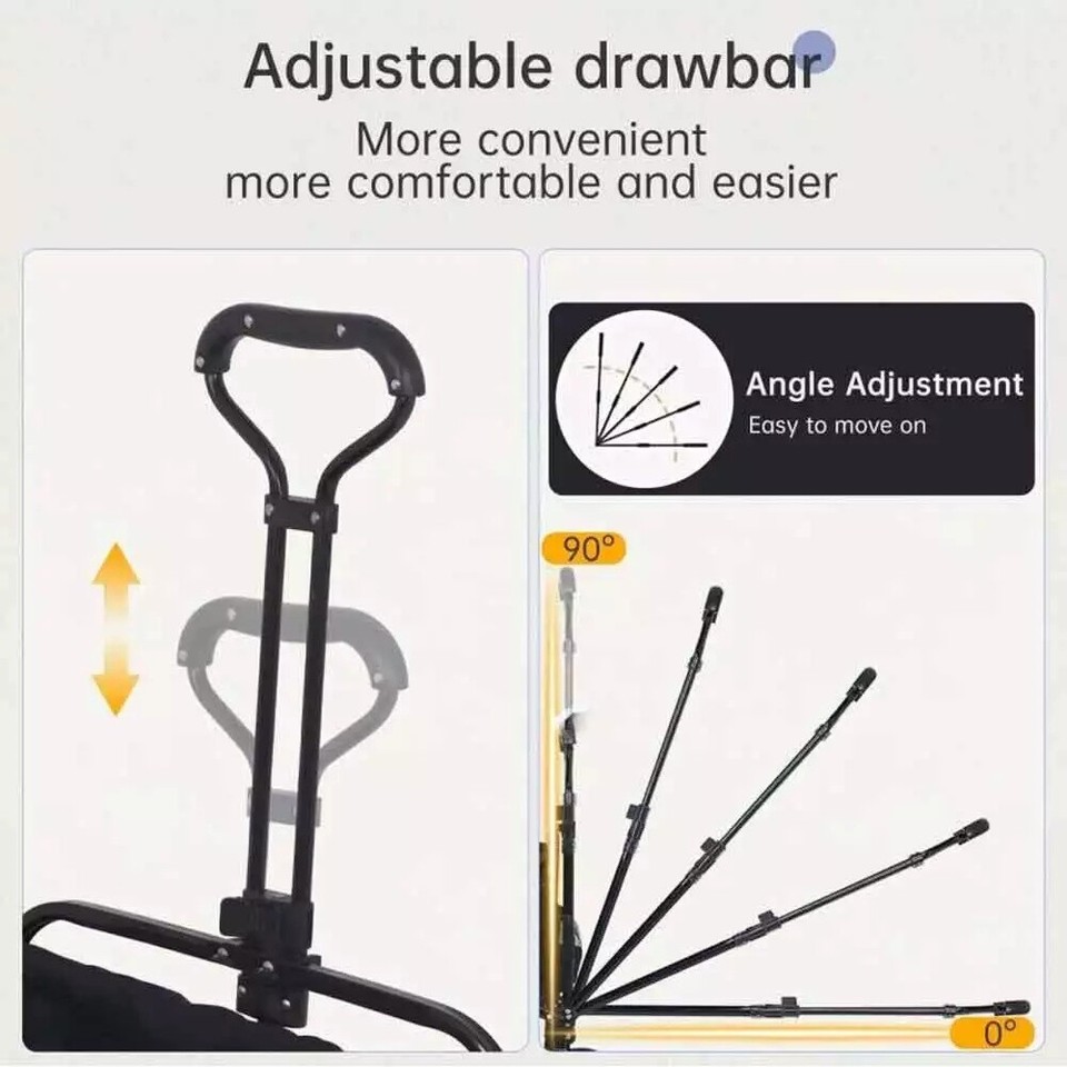 Folding Pull Along Festival Trolley Cart Garden Camping Beach Trailer