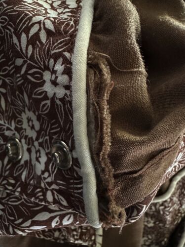 Camicia western vintage anni 70 fatta a mano uomo M marrone bordo floreale cane orecchio collare DIFETTO - Foto 19 di 20
