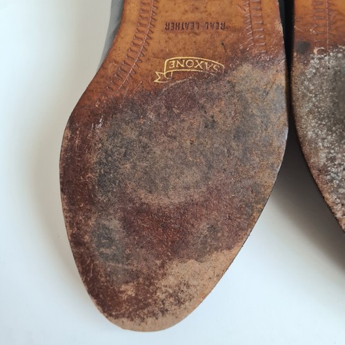 Saxone Leather Brown Shoes Made In Italy Men’s Size UK 8 EU 42 - Picture 12 of 14