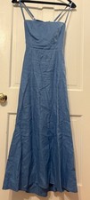 Reformation Women’s Maxi Dress - Size 6 - Blue - 100% Linen - Open Back 