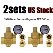 2pack Pressure Reducing Valve DN20 3/4" Brass Water Pressure Regulator Gauge NEW