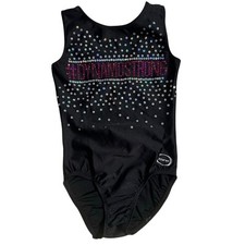 Zone " Dynamostrong" Blingy Leotard AS Gymnastics Rhinestone Sparkly Black Leo