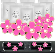Cute Pink Car Accessories for Women Teens Girls 6Pcs Boho Flowers Cars Air Fresh