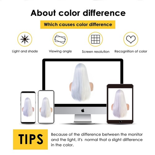 Weiße und dämmerungsblaue Perücke mit Pony für Frauen lange Split Dye gerade Perücke... - Bild 6 von 8