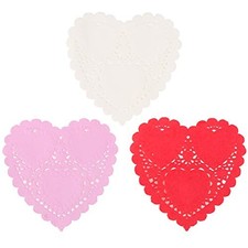 4 Inch 260pc Valentine's Day Heart Doilies Paper Placemats Bulk for Cake,