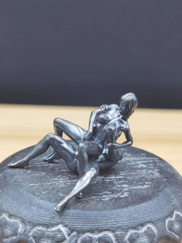 7PCS Black Solid Bronze Mini Statue Penis Love Man Woman Amulet Art Collection - Image 4 of 4