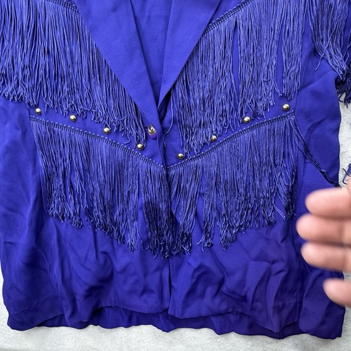Vintage Equestrian Jacket Womens 10 Blue Fringe Cowgirl Western Tasseled USA - Picture 9 of 11