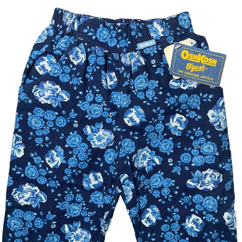 NEW Deadstock Vintage OshKosh B'Gosh Blue Floral Print Pants Indigo Dyed Size 5 - Picture 2 of 10