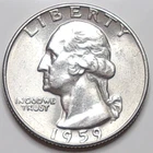 1959 D Washington Quarter 90% Silver Uncirculated Coin in 2x2 white flip