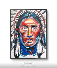 LOVELESS - Art Impressionism "RED NATIVE" on Paper 12 X 9