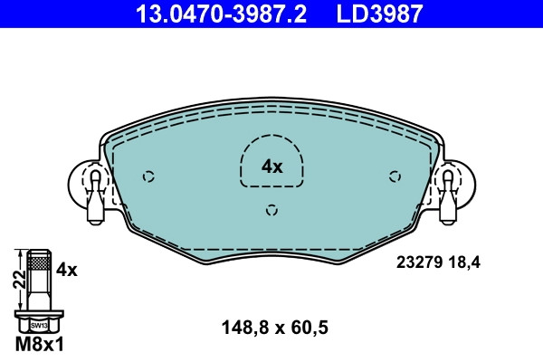 Plaquettes de frein ATE 13.0470-3987.2 jeu de plaquettes de frein à disque OE 1121894